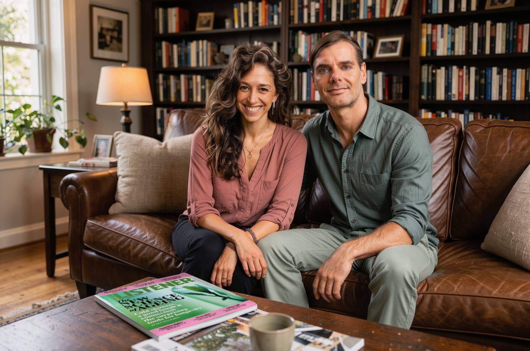 Pauli y Rapha con la edición de New Zealand Listener sobre la mesa